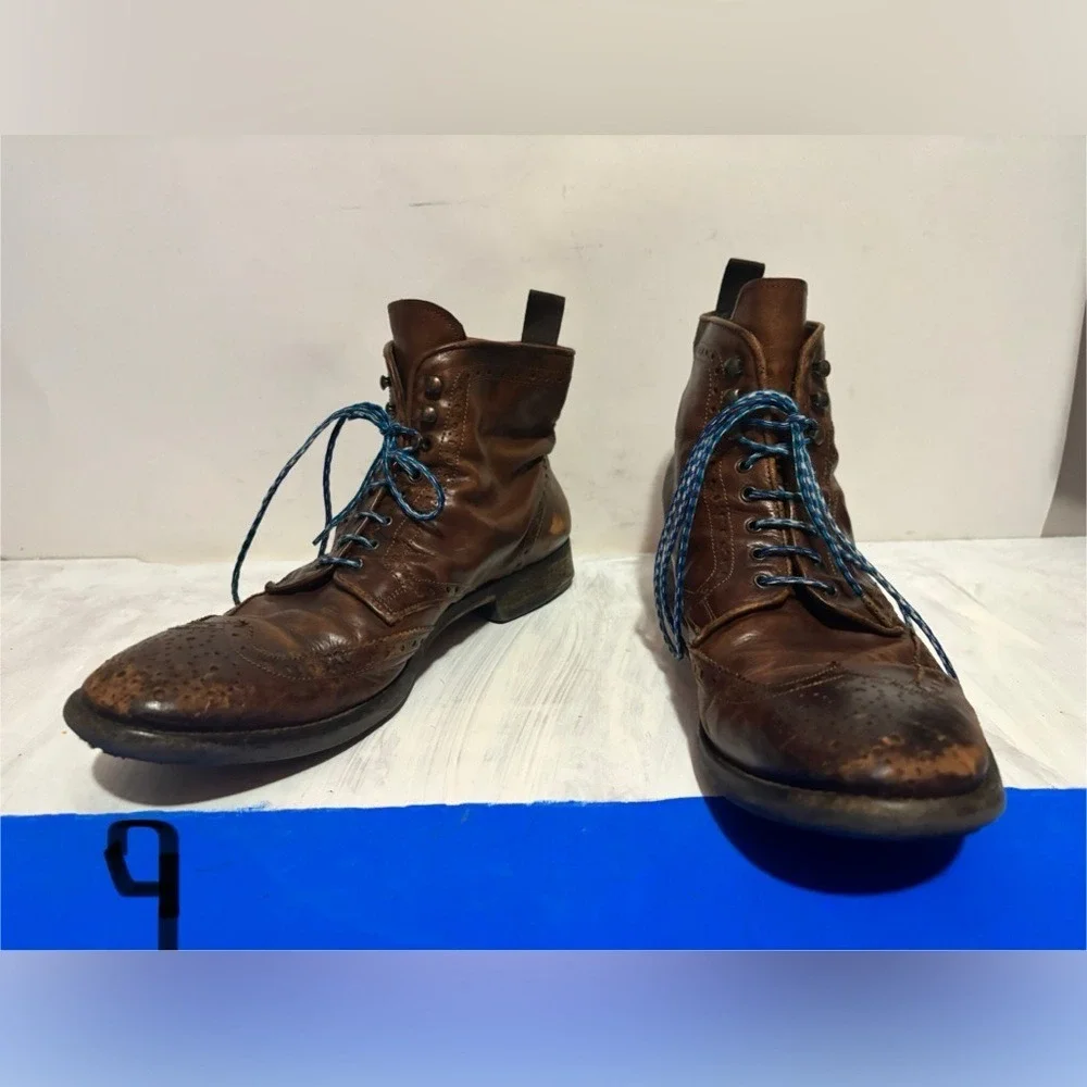 To Boot New York Adam Derrick Henley Brown Leather Wingtip Boots Mens 9 Italy